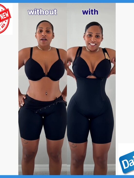 Large Tummy Control Butt Lifting Bodysuit Shapewear Open Bust - Picture 6 of 7